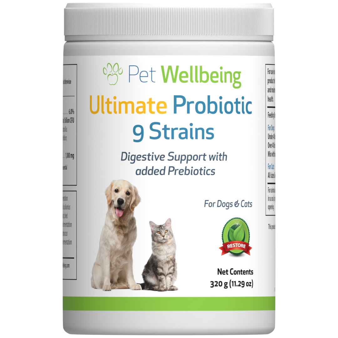 Ultimate Probiotic 9 Strains with Prebiotics Gut Microbiome Health for Dogs by Pet Wellbeing