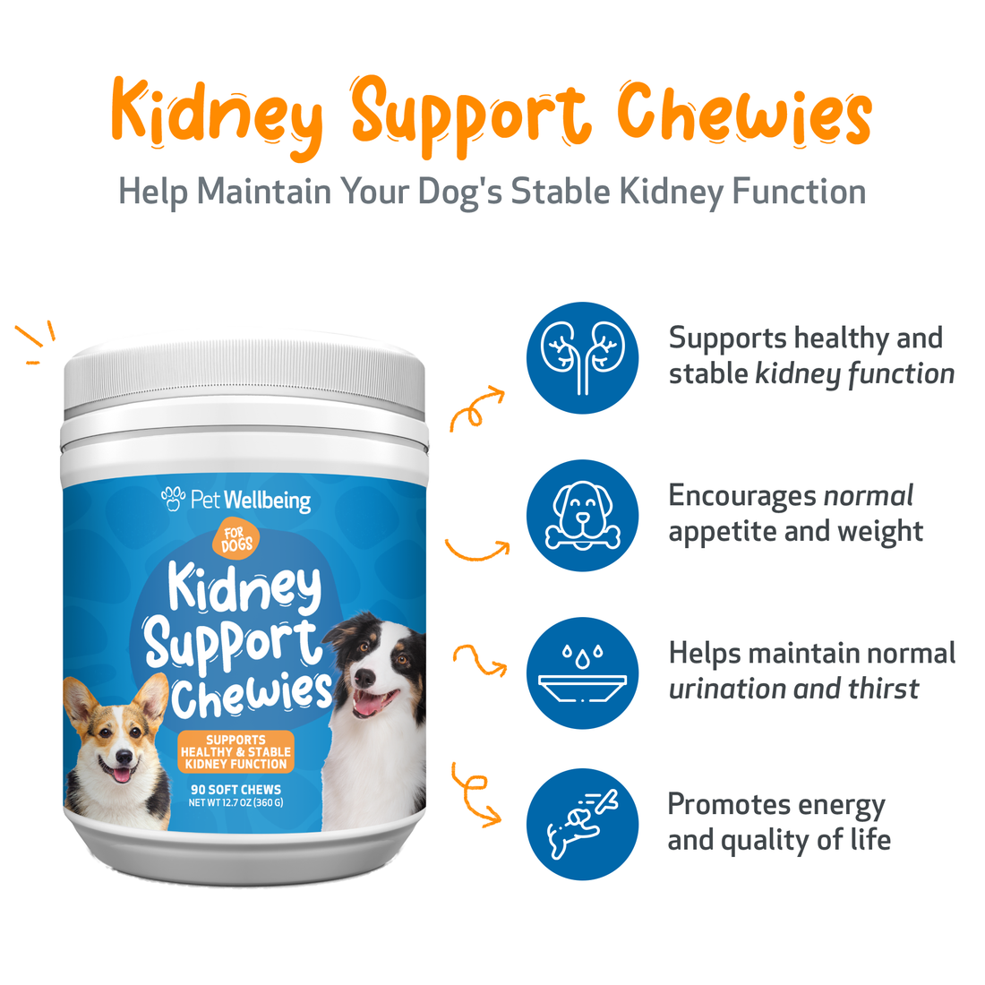 Kidney Support Chewies Fluid Balance and Kidney Health for Dogs Pet Wellbeing CA