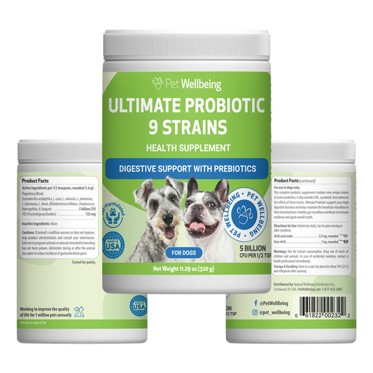 Ultimate Probiotic 9 Strains with Prebiotics - Gut Microbiome Health for Dogs